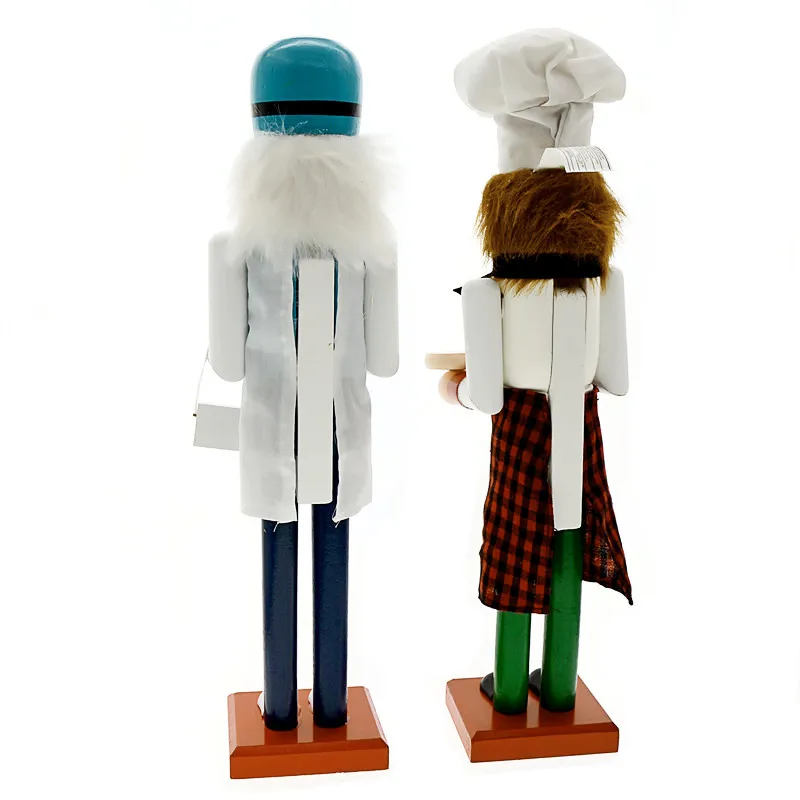 Christmas Decor Crafts Nutcrackers MYLBUE 40CM Original Wood Doctor And Chef Statues Sculptures For Home Room Deocration