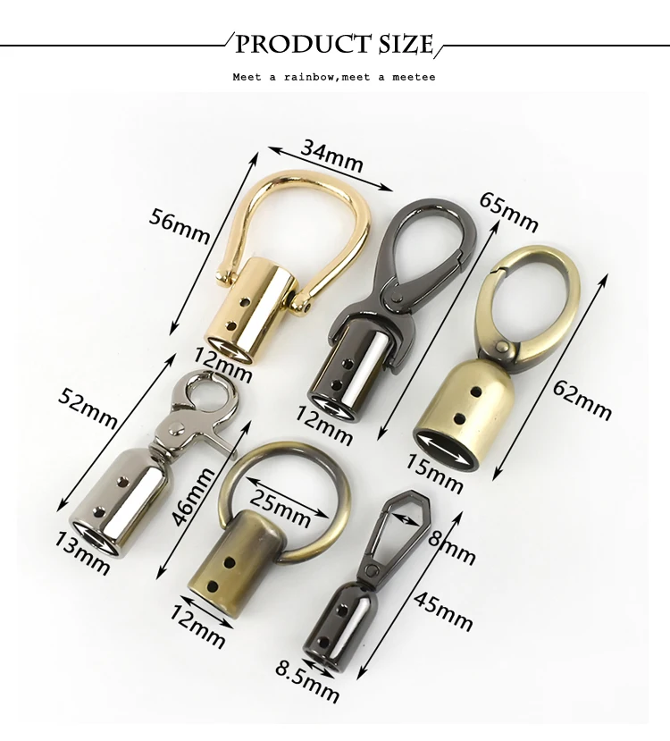 2/4/10Pcs Metall Schnallen Tasche Quaste Kappe Verschluss Karabiner Handtasche Griff Strap End Tip Caps stecker Snap Haken Zubehör – Detail 7