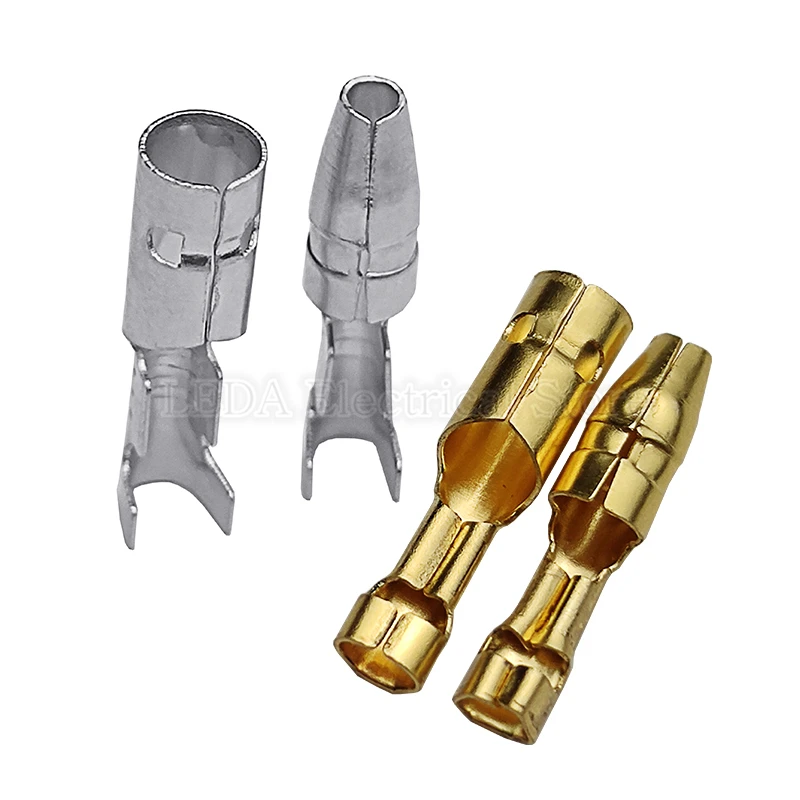 200PCS 50Set 4.0mm Female and Male Bullet Terminals Connector Gold Brass/Silver Wire Connector with Insulating Sleeves for Car