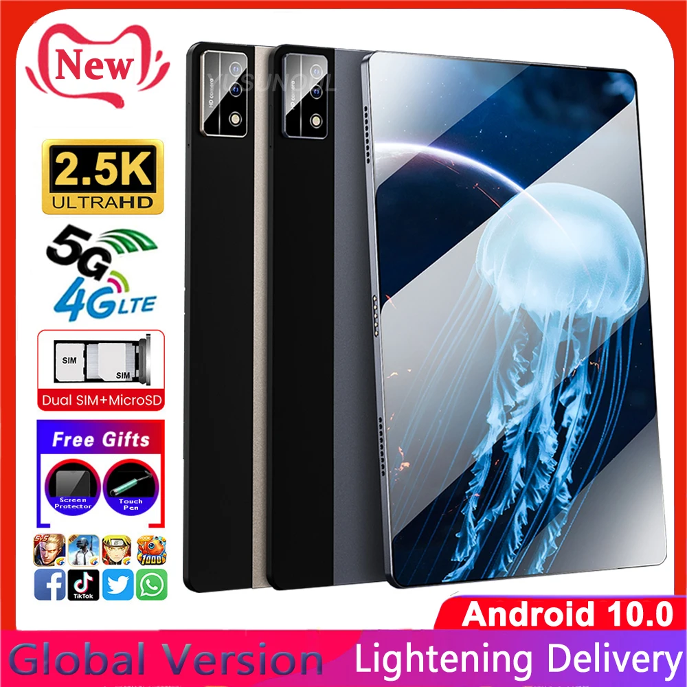 Multi-Language  Dock tablet Android 10.0 4G LTE phone call 5G WIFI 128GB Storage 1920*1200 IPS 10 inch Google Play планшет+Gifts