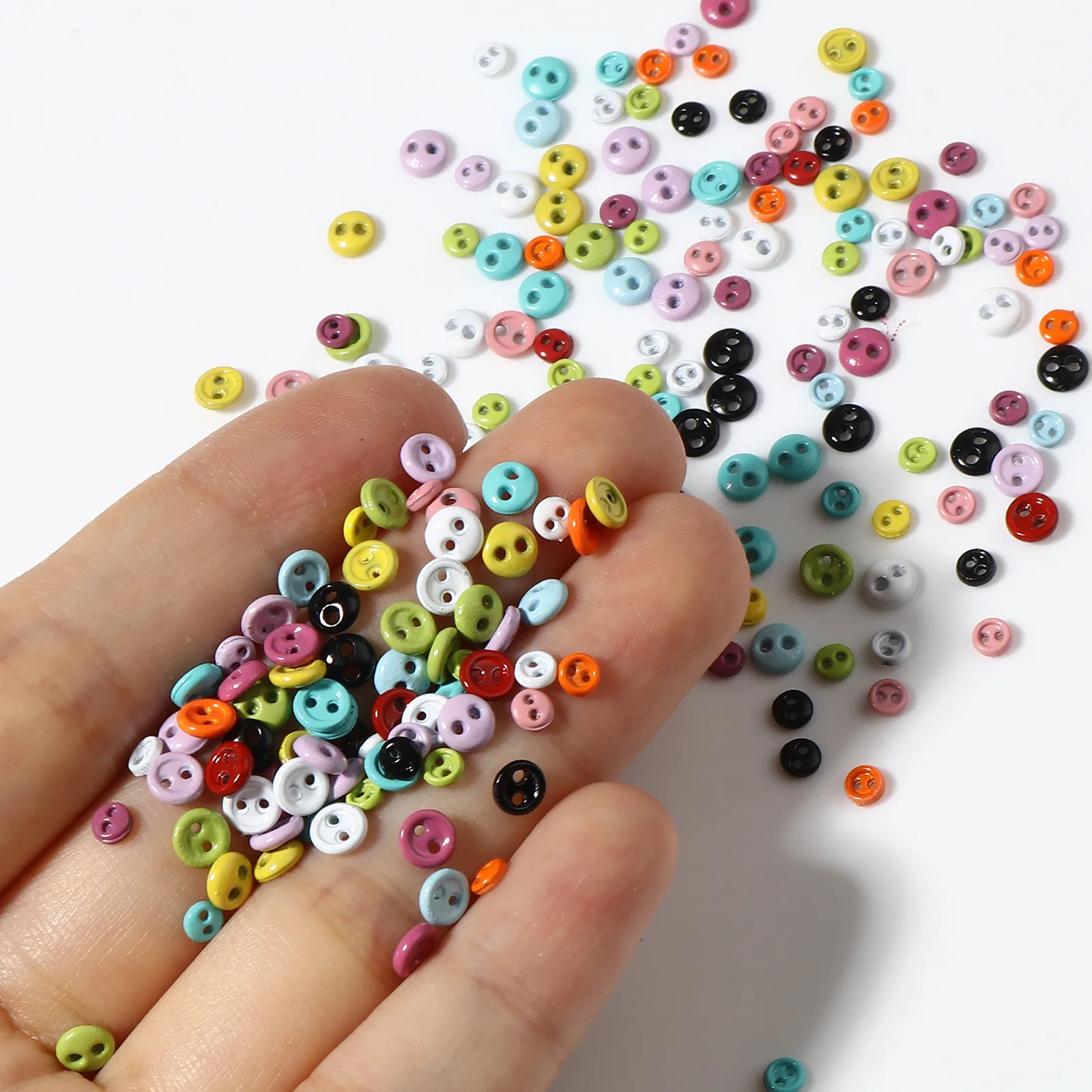 50pcs 2 Holes 3mm 4mm Mini Buttons For DIY Doll Clothes Round Candy Color Card Making Scrapbooking Buttons Sewing Accessories