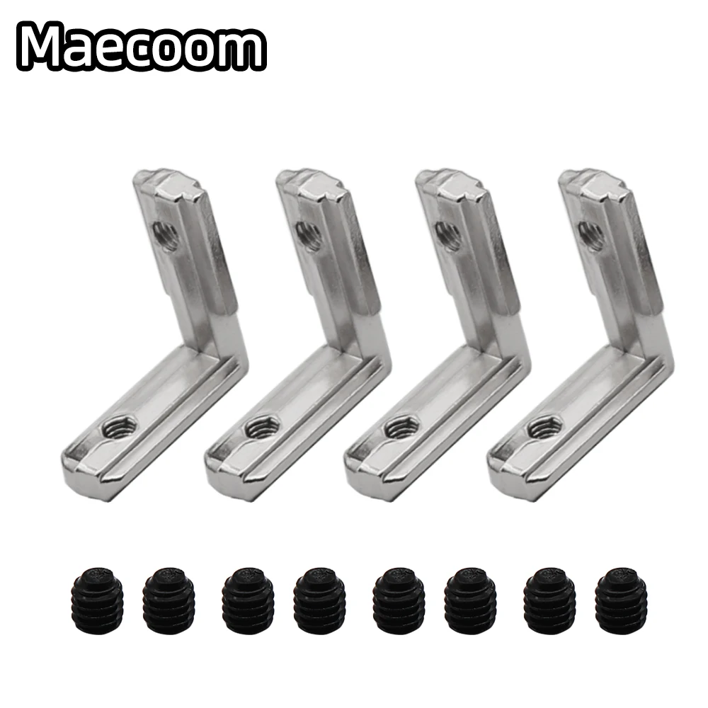 20pcs/lot T Slot L Shape Type 90 Degree 2020 EU Aluminum Profile Accessories Inside Corner Connector Bracket With M4 Screw