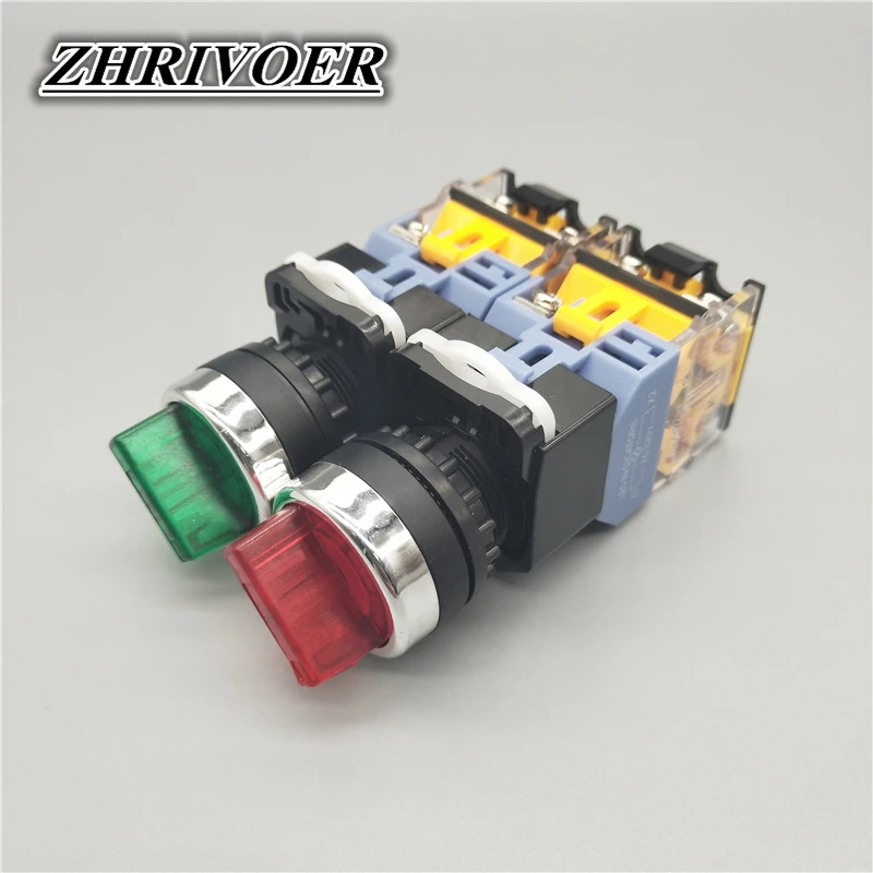 22mm LA38-11XD/2 LA38-20XD/3 노브 스위치 라이트 자동 잠금 선택기 스위치 2/3 위치 10A/440V 로터리 스위치
