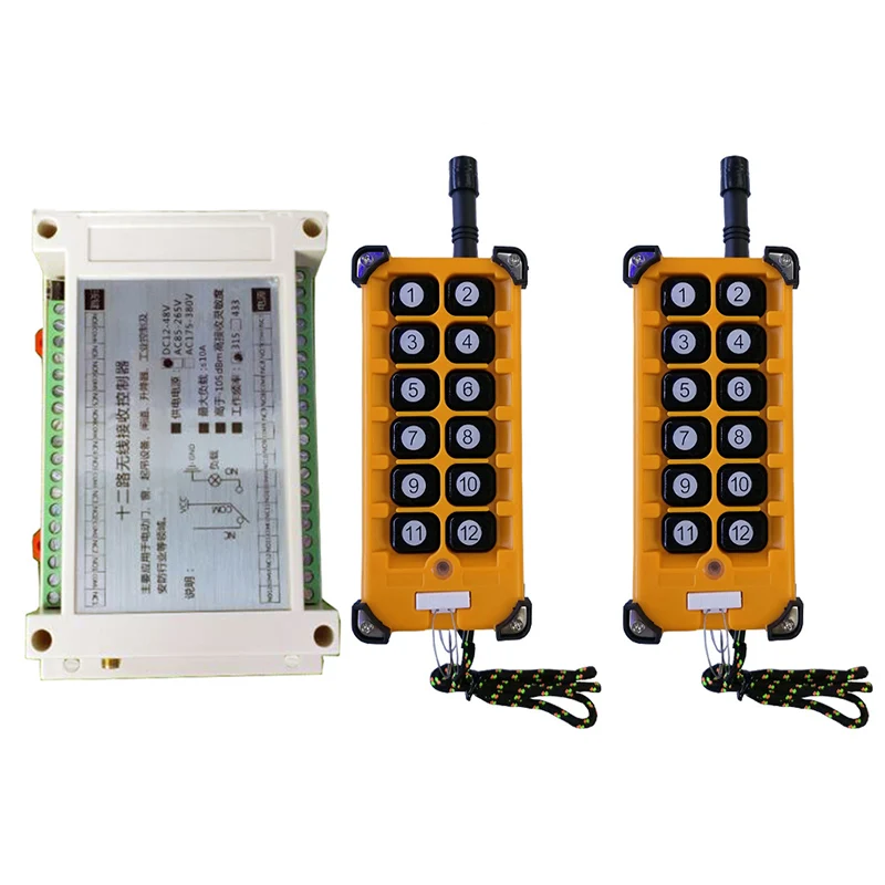 3000m DC 12V 24V 36V 48V 12CH Radio Controller RF Wireless Remote Control Overhead travelling crane System Receiver+Transmitter