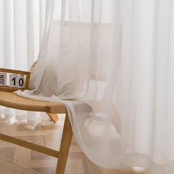 Solid White Sheer Curtains For Living Room High Quality Long Tulle Curtains Bedroom Window Treatment Finished Voile Party Drapes