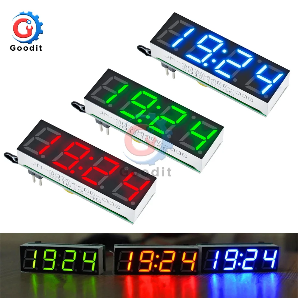 3 In 1 LED Digital Tube Clock Temperature Voltage Module Time Thermometer Voltmeter Time Meter Board DC 5V-30V Green DS3231SN