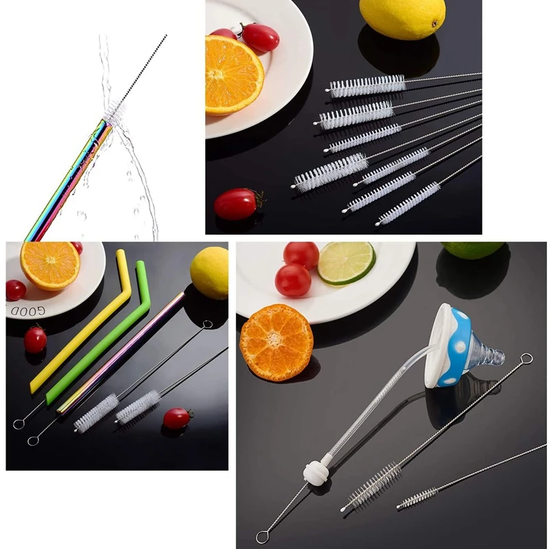 10Pcs Straws Brushes Reusable Metal Cleaning Brushes 304 Stainless Steel Eco-friendly Bottle Brush 15/20cm for 6-12mm Straw