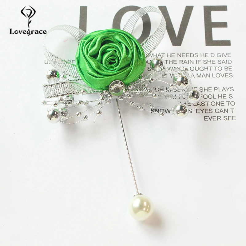 Lovegrace Wedding Boutonniere Bruidegom Broche Pinnen Corsage Zijde Rose Fake Parels Bourgondië Boutonniere Party Wedding Planner Broche