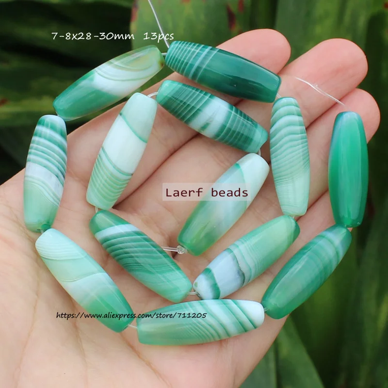 10x30mm Natural Stripe Agate Oval Gemstone beads 15