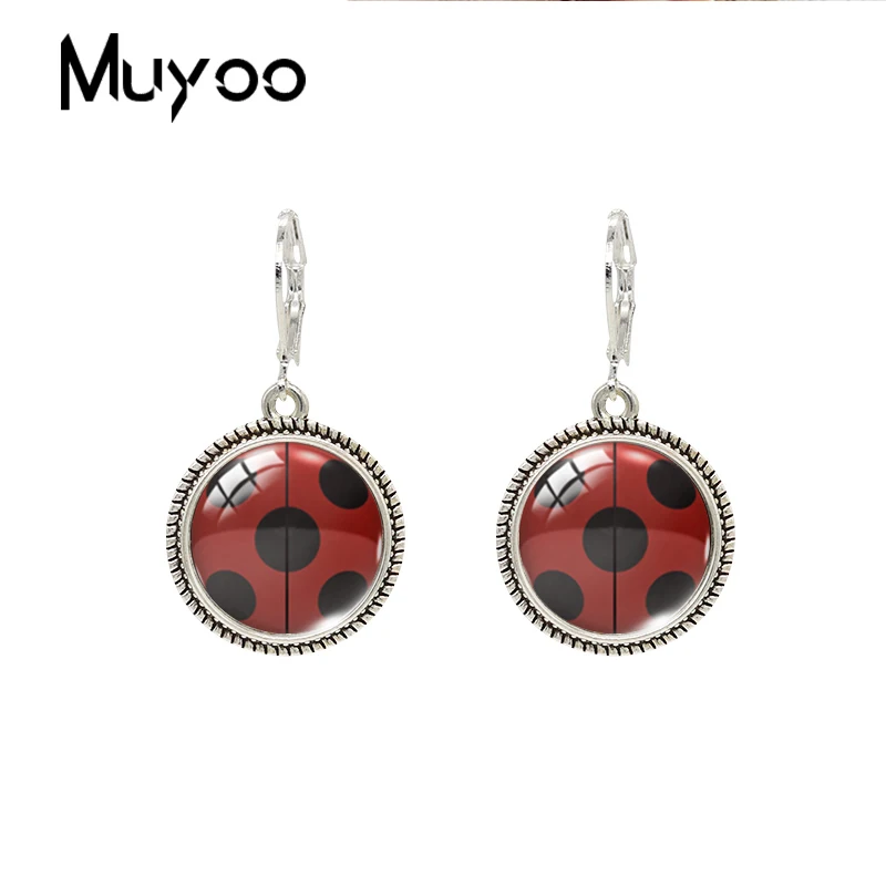 2019 New Ladybug Dangle Earring Funny Insect Vintage Earring Red Black Dots Glass Dome Earrings Jewelry