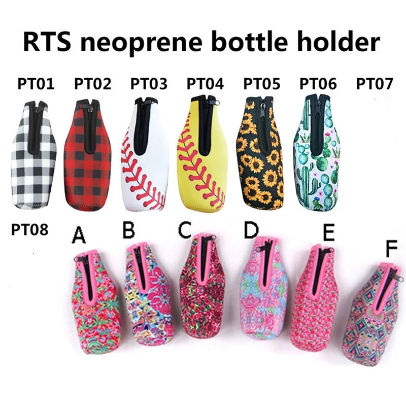 330ml Beer Bottle Cooler Thermos Neoprene Sleeve with Zipper Insulated Foam Hawaii Thailand Bag Strap Drop Ship