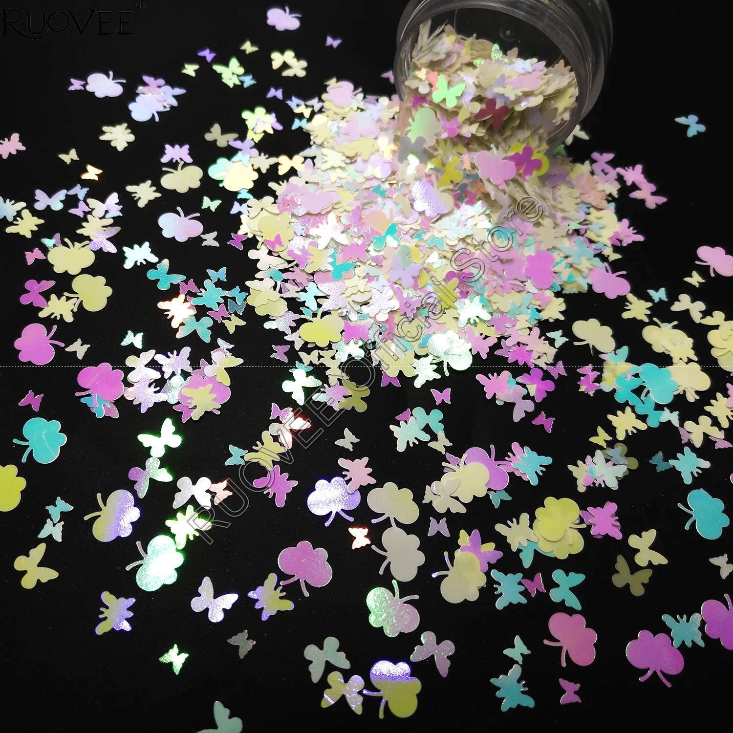 Mix kelebek yanardöner inci beyaz renkli işık tırnak Glitter tıknaz pul şekli için tırnak sanat Glitter zanaat dekorasyon