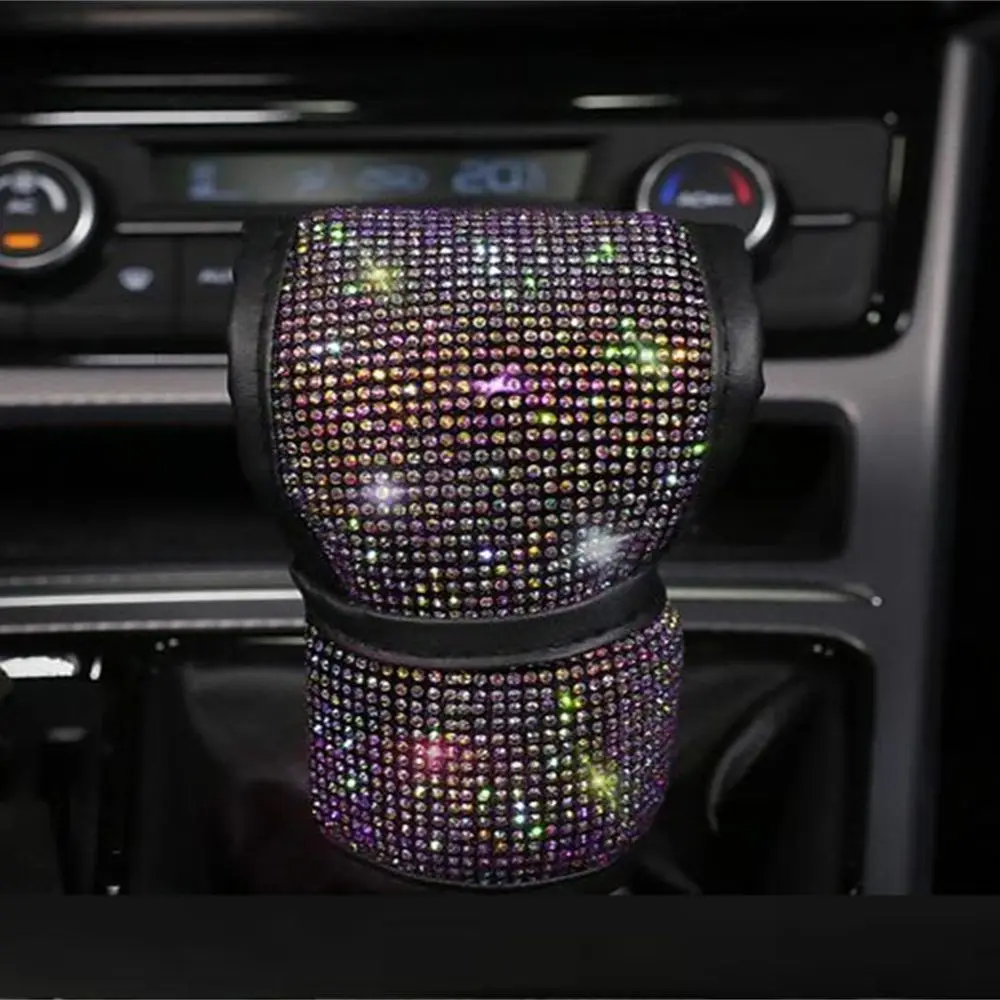 

Full Diamond Crystal Car Gear Shift Collar Cover Glitter Rhinestones Auto Shifter Hand Brake Covers Car Interior Accessories