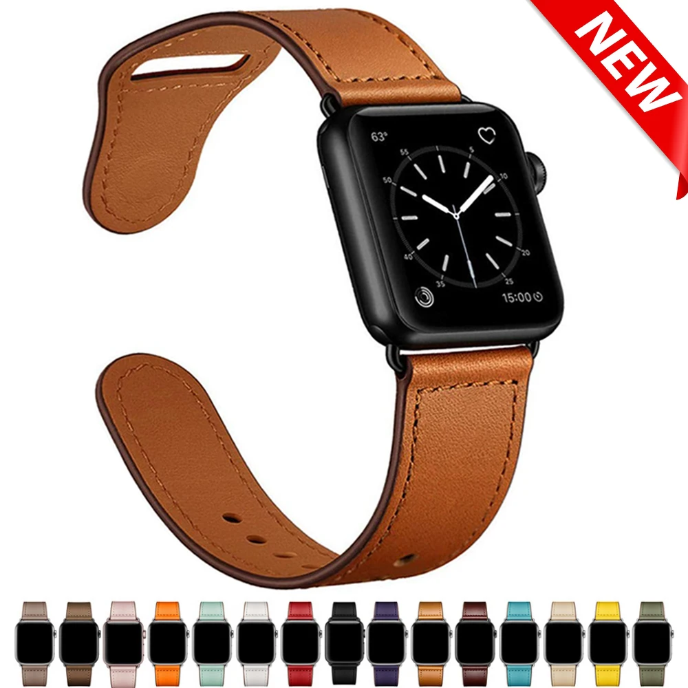 

Strap for apple watch 6 band 44mm 40mm correa 42mm 38mm smartwatch Genuine leather watchbands bracelet iwatch 5 4 3 2 SE band