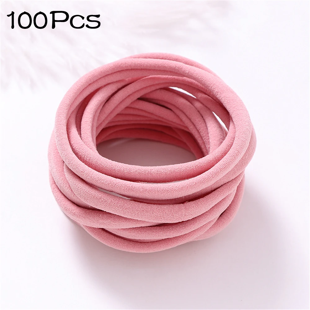 100 stks/partij Baby Meisje Nylon Hoofdband Nieuwe Traceless Rekbare Dunne Skinny Nylon Hoofdbanden Voor Kinderen Pasgeboren Baby Haaraccessoires