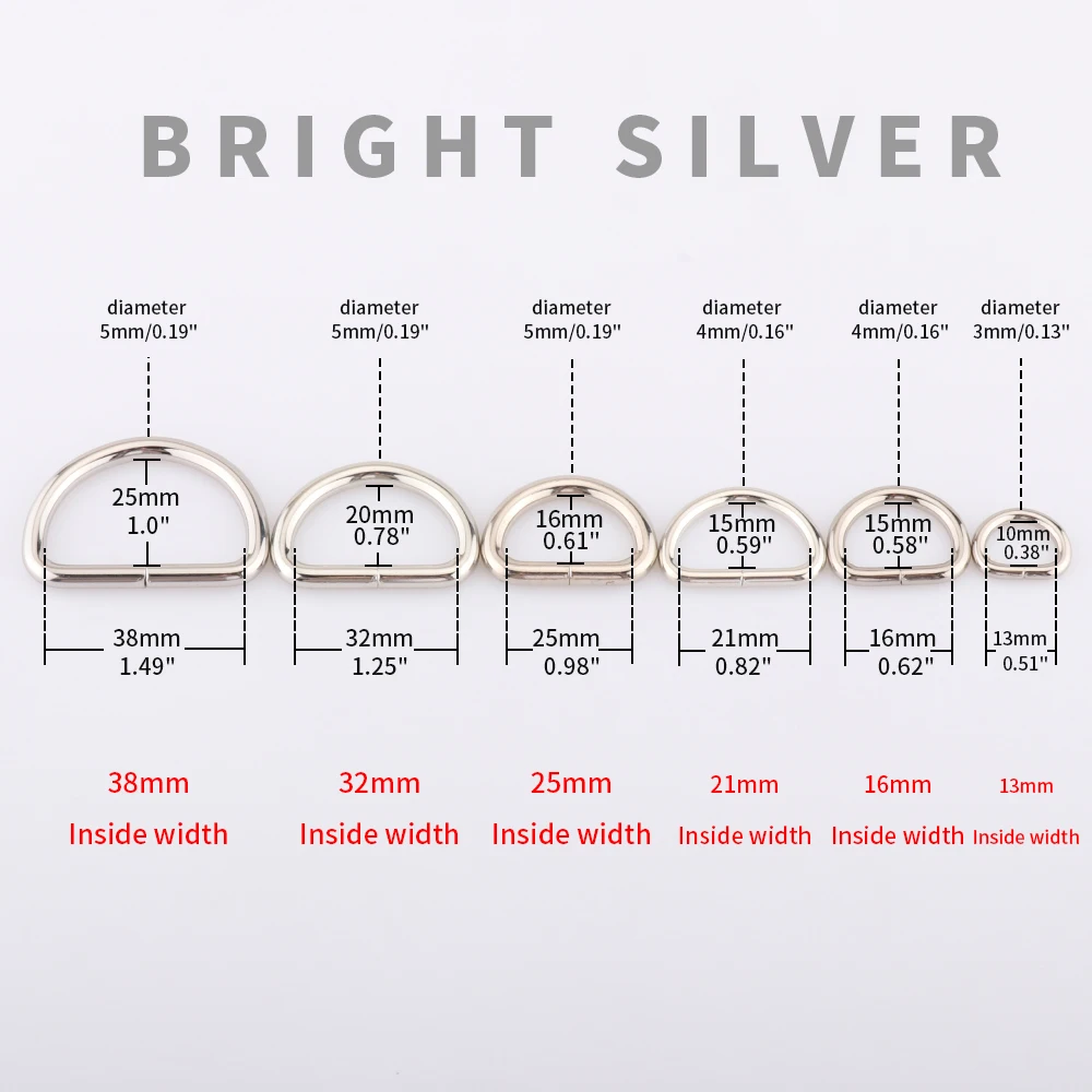 D buckle garment decoration buckle zinc alloy half round buckle bag accessories D-shaped ring plating webbing buckle