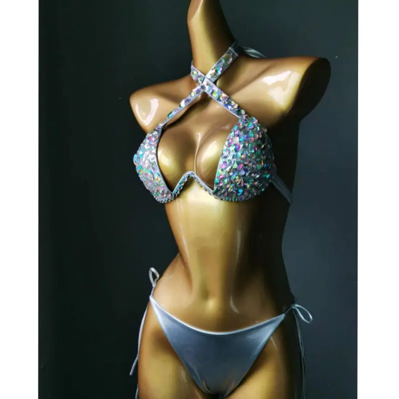 

2021 Venus Vacation rhinestone bikini set diamond swimsuit sexy women bathing suit crystal bathing suit bandage biquini