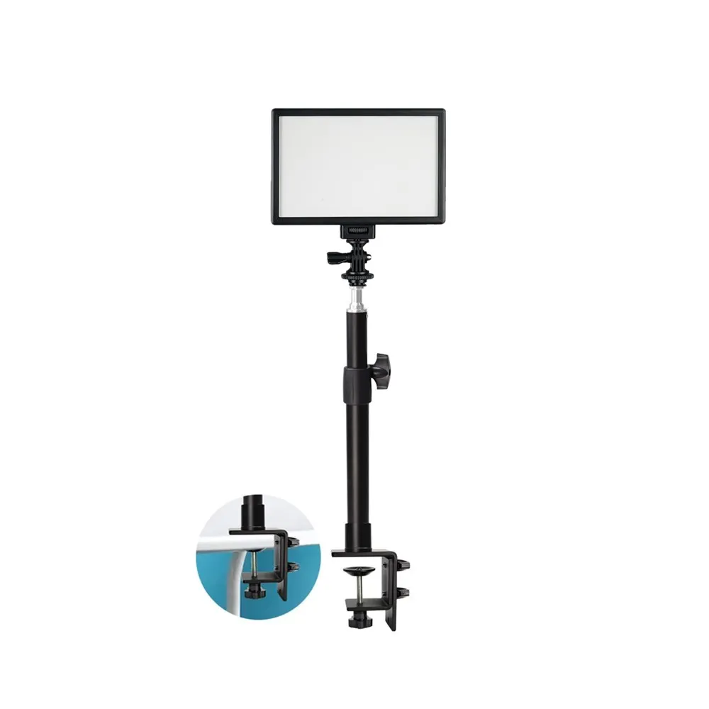 SUPON L122T LED Video Light with C-clamp Desktop Light Stand 360 Degree Rotatable Ball Head Adjustable Aluminum Holder