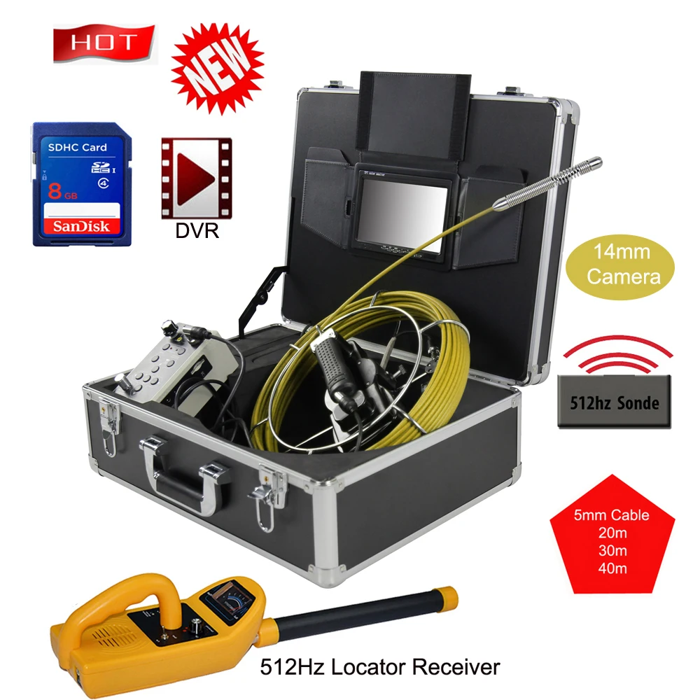 

hotsell 7inch 14mm 512Hz Sonde Locator Pipe Sewer Inspection Video Camera Drain Pipe Sewer Inspection Camera System CCD600 tvl