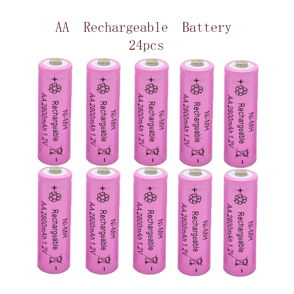 

Качественные товары, 24 шт., AA, 2800 мАч, 1,2 в, 2 А, перезаряжаемые Аккумуляторы Ni-MH для камер, игрушек, предварительно заряженные пульты дистанционного управления
