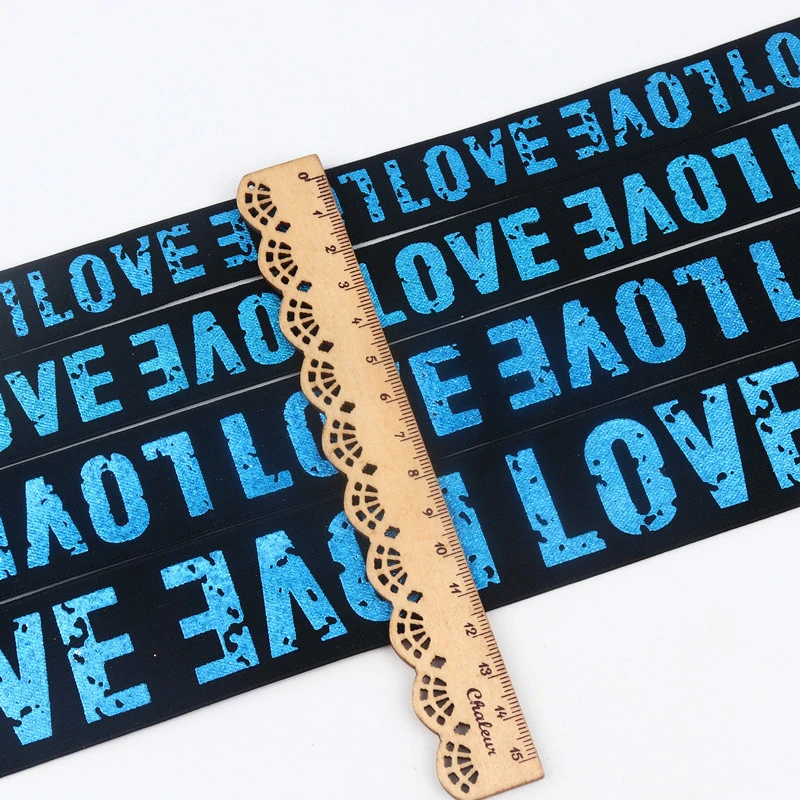 2/2.5/3/4cm Printed LOVE Elastic Band Rubber Webbing Classic Pattern Letter Love Elastic Belt for Sewing Accessories Supplies 1M