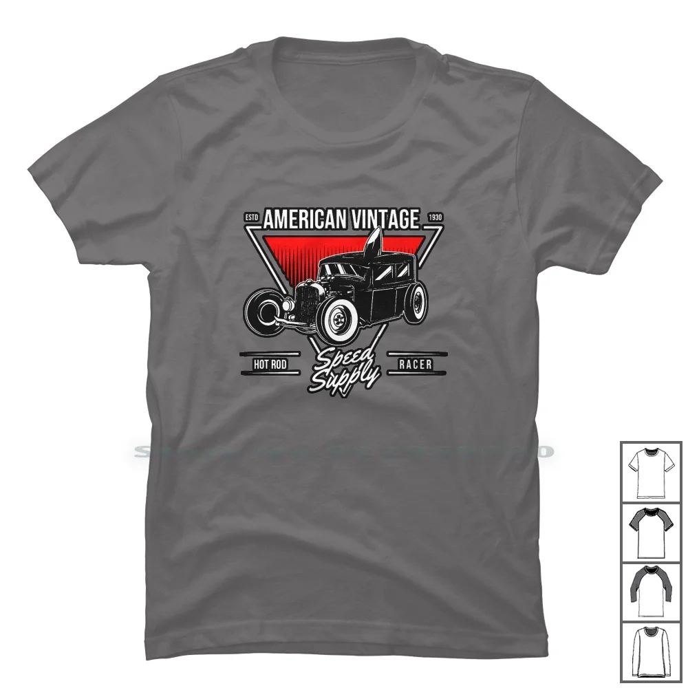 American Car T Shirt 100% Cotton Motorcycle American Classic Racing Garage Speed Cycle Rage Eric Rod Age Me