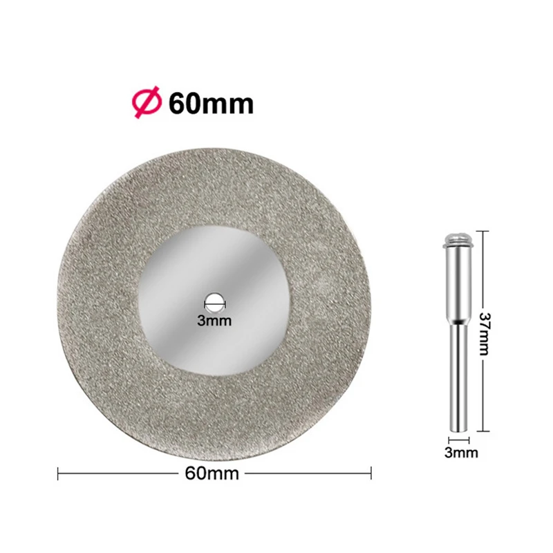 40/50/60Mm Roda Gerinda Berlian Pemotong Logam Cakram Potongan Aksesoris Dremel untuk Alat Putar Dremel dengan 1 Poros Punjung