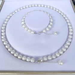 100% S925 Silver Pearl Jewelry Sets Natural Freshwater Pearl Bracelet Necklaces For Women Fashion wedding anniversary Gift