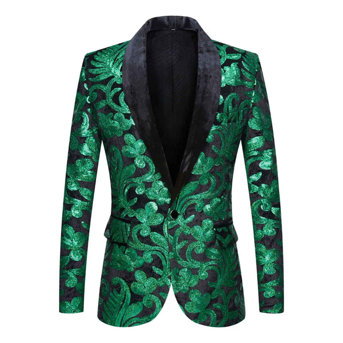 Men  Velvet Blazer Sparkly Sequins Glitter Singer Host Tuxedo Coat Stage Costume Plus Size Nightclub Wedding Prom Suit Jacket