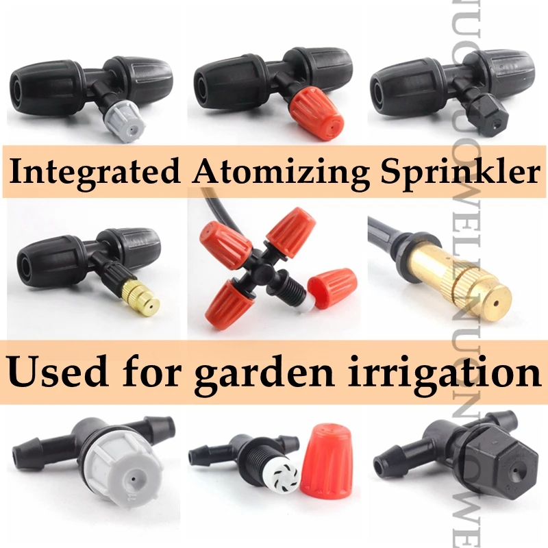 

10pcs Garden Irrigation Atomizer Sprinkler Head Intergrated Connect to 4/7mm 8/12mm Hose Plant Lawn Watering Atomization Cooling