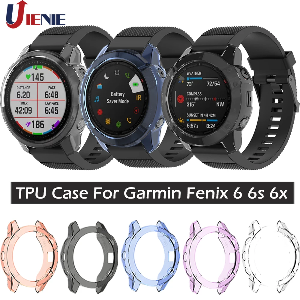 For Garmin Fenix 6 6s 6x Pro TPU Watch Case Cover Smart Bracelet Protective Frame Shell Replacement Shockproof Clear Watch Cases