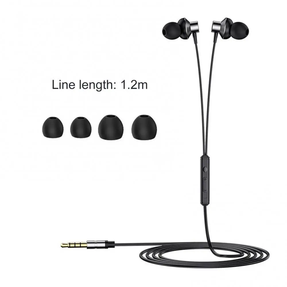 Convenient Universal Metal In Ear Wired Earphone 3.5m Universal Heavy Bass Stereo Headset with Mic Sports Earplugs