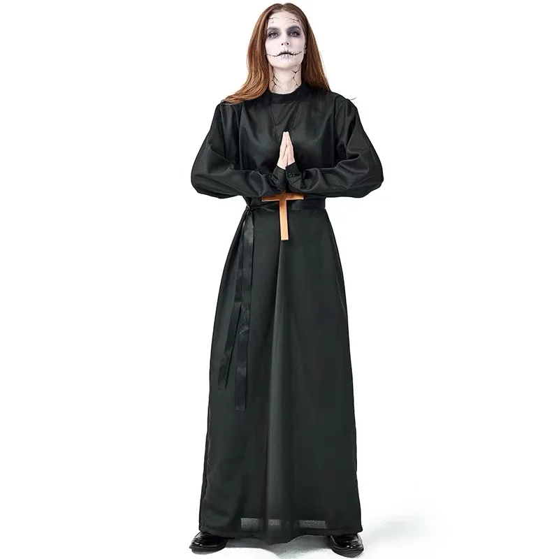 S-XL Unisex dorosły ksiądz zakonnica Cosplay Halloween Zombie Walking Dead straszny kostiumy Purim karnawał klub nocny impreza przebierana sukienka