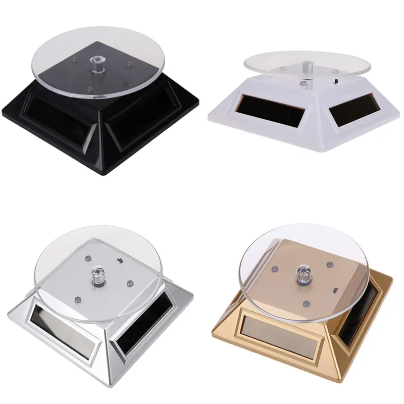 Vitrina Solar giratoria de 360 grados con 3LED, expositor de joyería, expositor, color dorado, plateado, blanco y negro