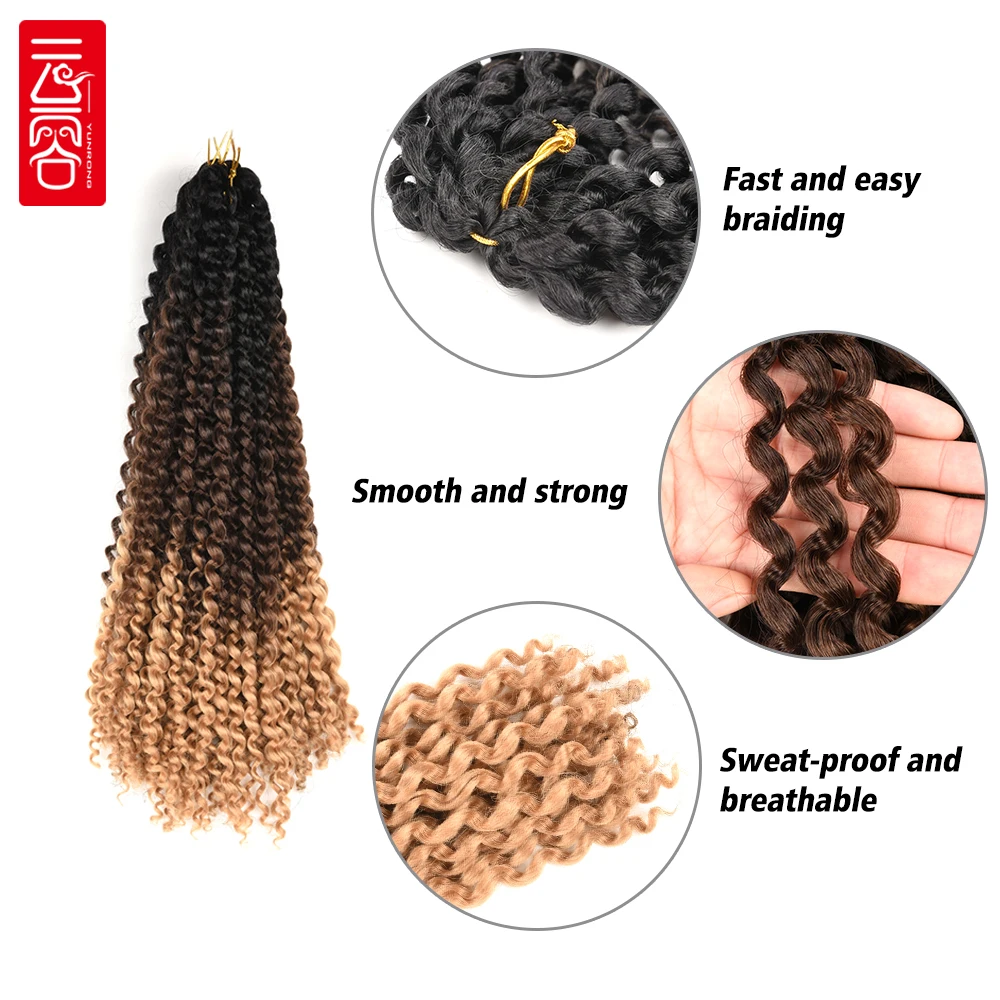 YUNRONG 18 Pollici 22 Fili Passione Twist All'uncinetto Primavera Twist Intrecciatura sintetica Estensioni dei capelli 80 g / pacco per donne nere