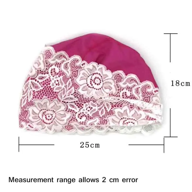 Women Swimming Cap PU Waterproof Lace Flower Sports Surfing Pool Hat Elastic Shower Bathing Caps for Long Short Hair