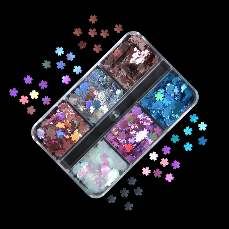 6 Gitter Holographische Herz-Nagelkunst Glitzer-Pailletten Laser-Herzchen Pailletten-Flocken DIY Maniküre 3D Nagelkunst Dekorationswerkzeuge – Detail 13