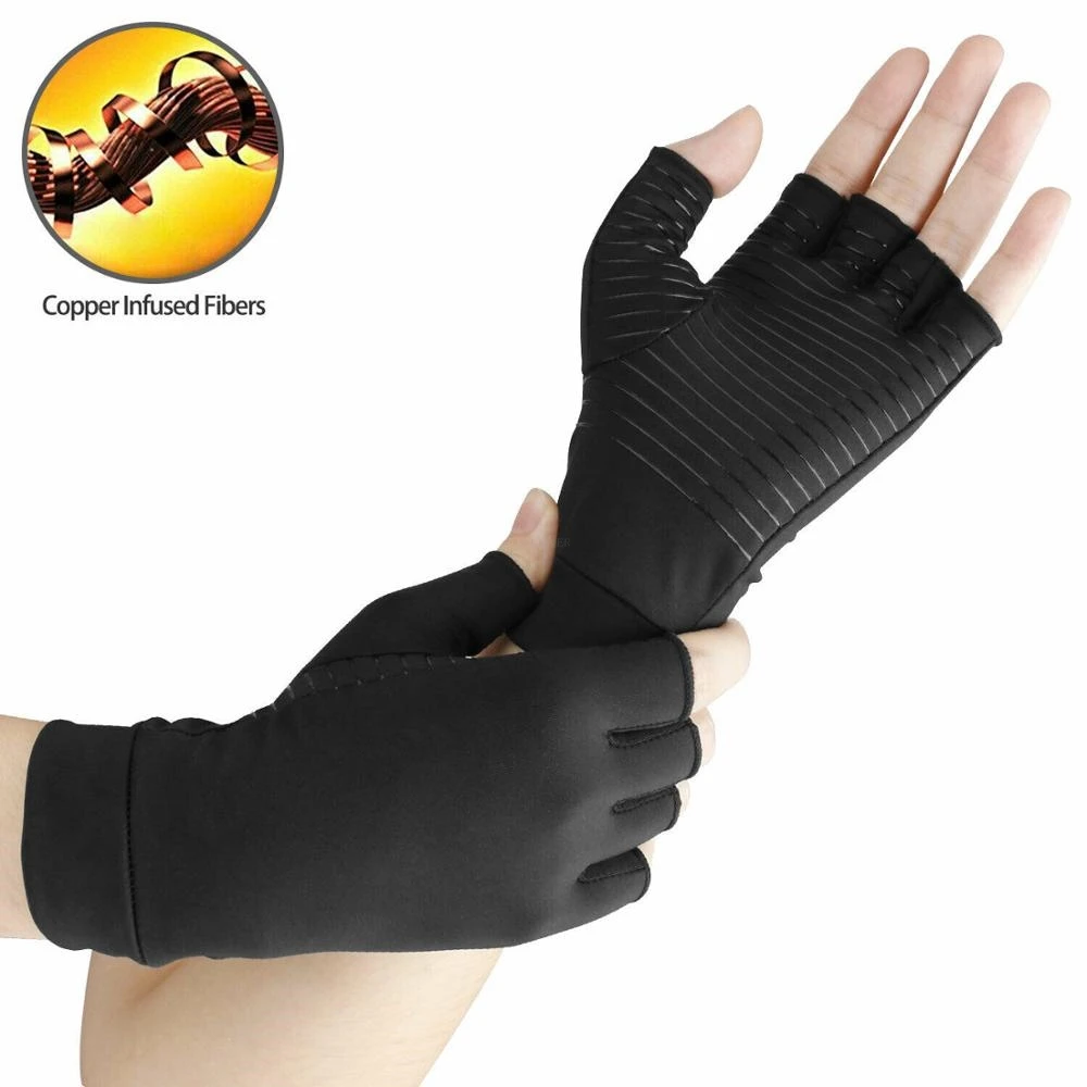 Copper fiber semi-knuckle joint rehabilitation care compression gloves carpal tunnel wrist support compression gloves for both m