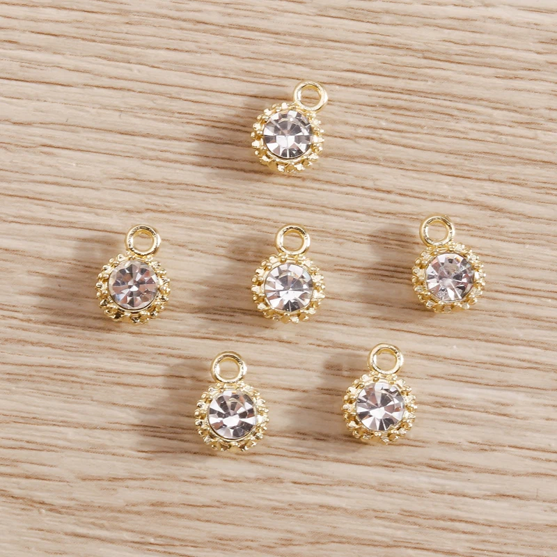 8pcs 4*7mm Shining Crystal Mini Charms Pendants for Making Necklace Earrings Bracelets Handmade Jewelry Craft Decorations