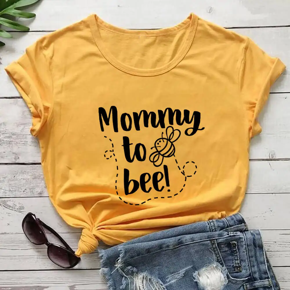 100%Cotton Print Women's Summer T Shirt Mommy To Be Funny Casual O-Neck Short Sleeve Top Pregnancy Announcement Tee Gift for Mom