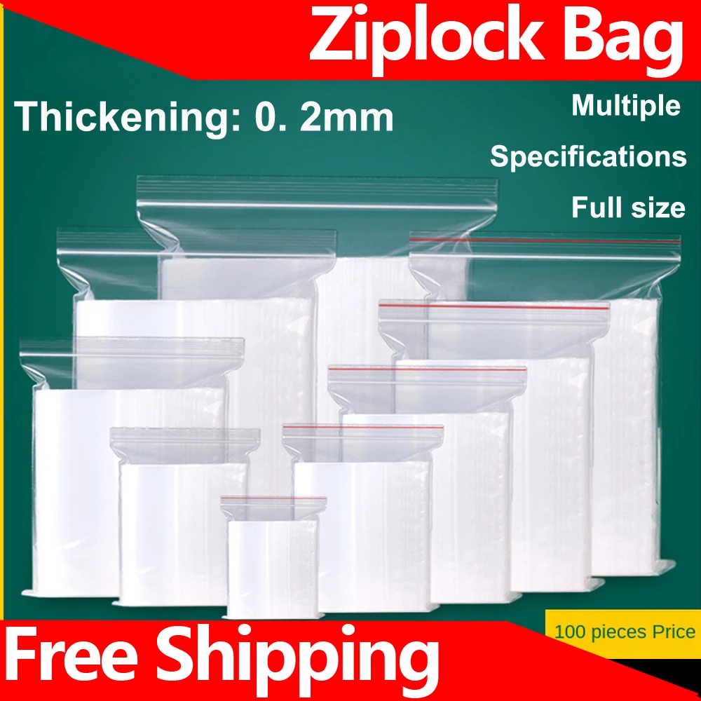 Ziplock Bag 20 Silk Zip Lock Plastic Bags Sealing Bag Transparent PE Poly Bags Fresh Storage Food Envelope Bag Reusable Zip Bag