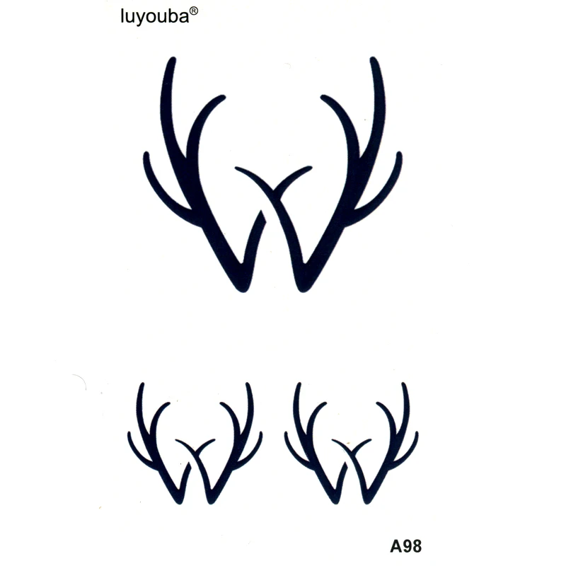 A pair of Antlers Waterproof Temporary Tattoos Men Tatuajes Temporales Sleeve Tatoo Henna Tatuagem Tree  Art Tattoo