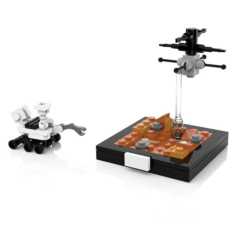 MOC City Space Mars Rover Landscape Helicopter Drone Space Station Robot Figures Building Blocks Bricks Toys