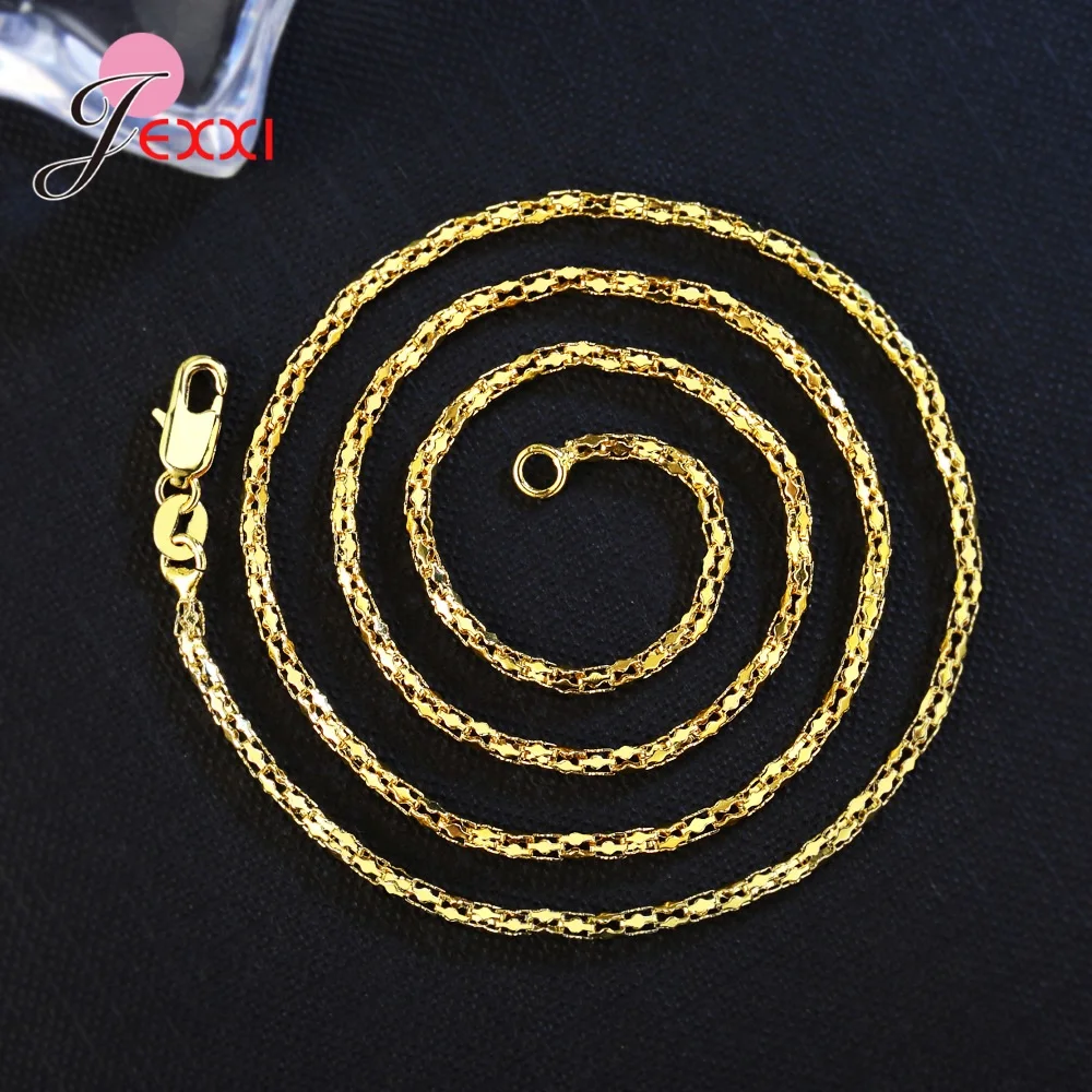 

Hot Fashion 925 Silver Needle 16-24 Inch Gold Necklace Chains For Women Happy Wedding Party Jewelry Accessory Wholesale