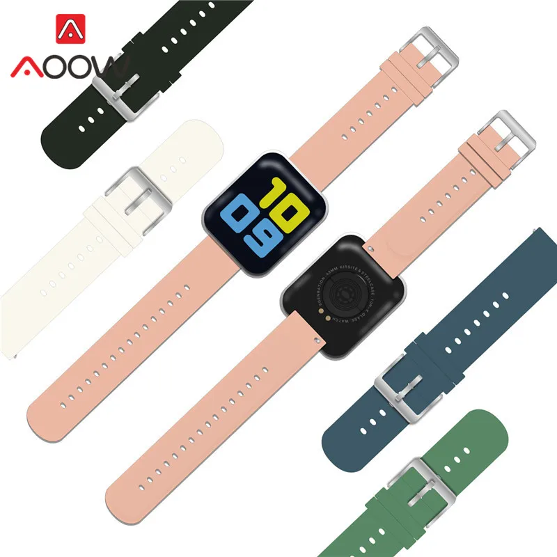 20mm Universal Silicone Sport Strap Waterproof Colorful Replacement Bracelet Band for Samsung Galaxy Watch4 Active2 Amazfit GTS