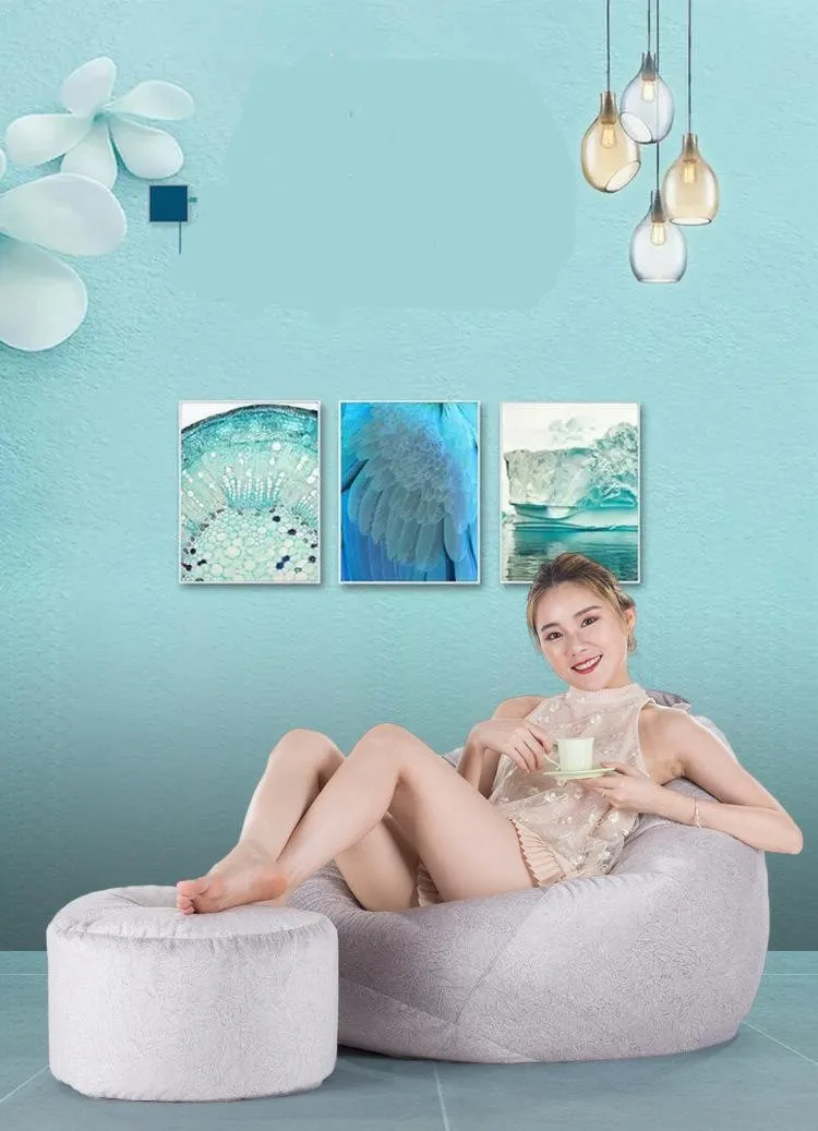 X-Large Lazy Sofas Chair Cover without Filler Lazy Bean Bag Floor Seat Tatami Puff Room Furniture Linen Cloth Lounger Seat