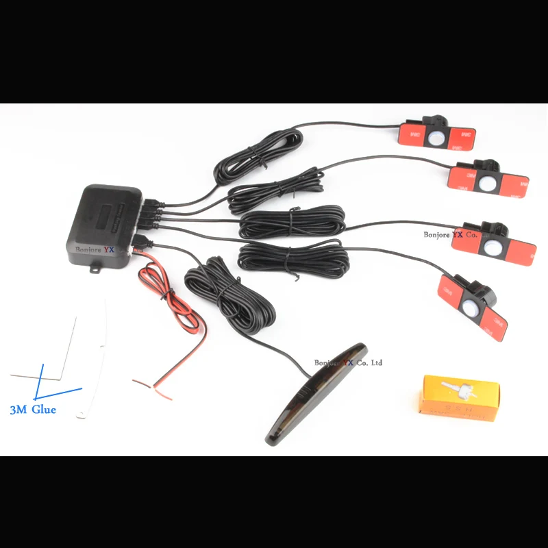 Koorinwoo Original Car Parktronic Double CPU Car Parking Sensor 4 Probes Sysem blind Probes System Car Detector Reverse For Car