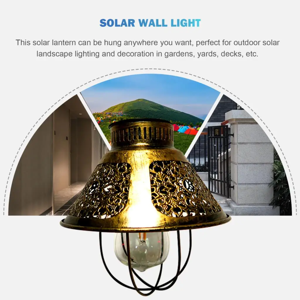 Retro Solar Wall Lamp LED Yard Lighting Outdoor Porch Light for Villa Garden Decoration Classic Vintage Shell with Tungsten Bulb