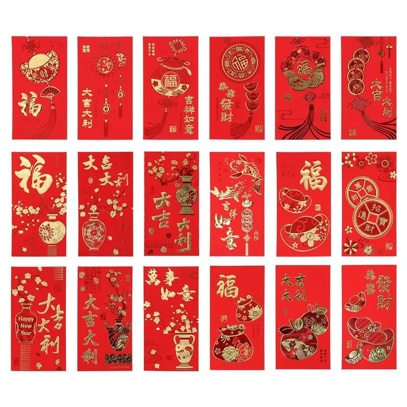 36Pcs Red Envelope New Year Red Pocket Chinese New Year Red Envelopes Red Bag Spring Festival Marriage Birthday Red Envelopes