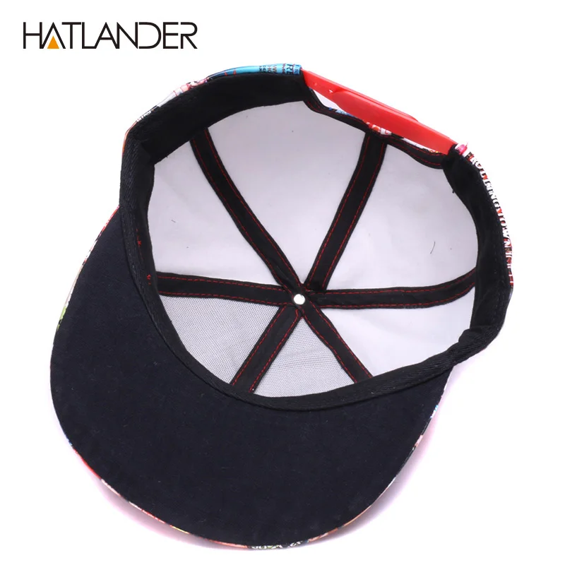 HATLANDER Fashion leather baseball caps for women full printing snapback caps cool hip hop cap hat men adjustable PU sports hats